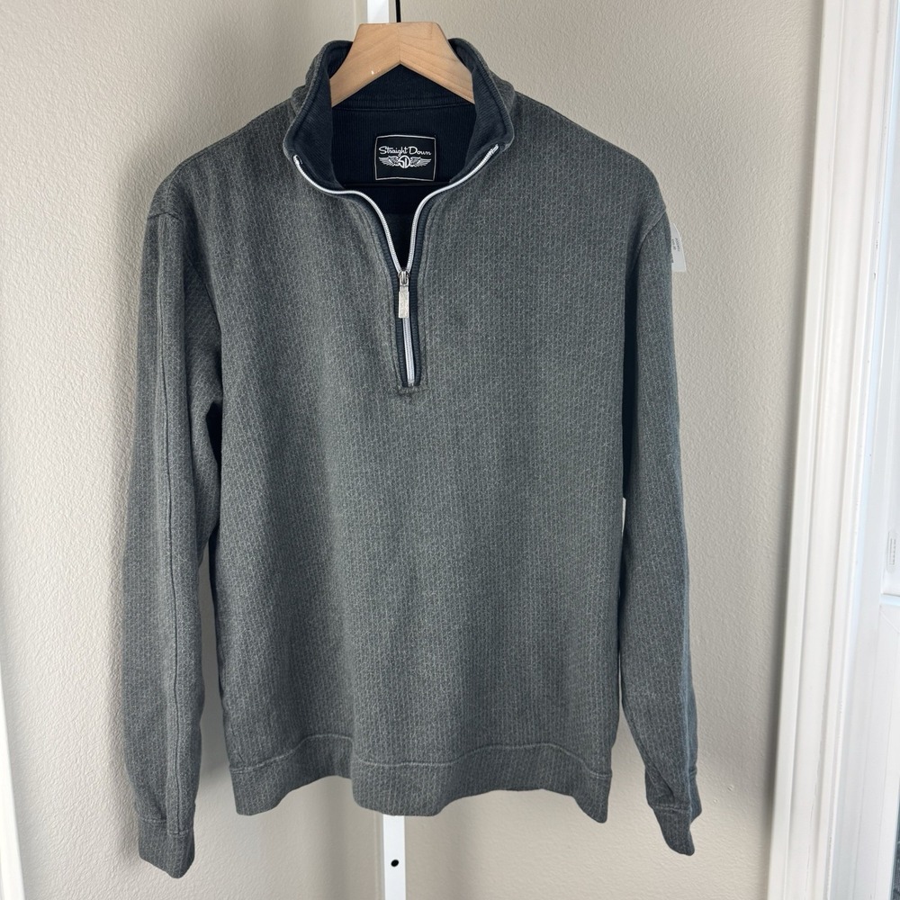 Straight‎ Down Golf Men's S Small 100% Cotton 1/4 Zip Pullover Gray Embroidered